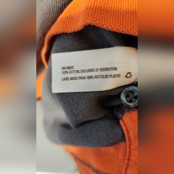 Gap Gray and Orange‎ Striped Men's Polo, Size L - Picture 3 of 4